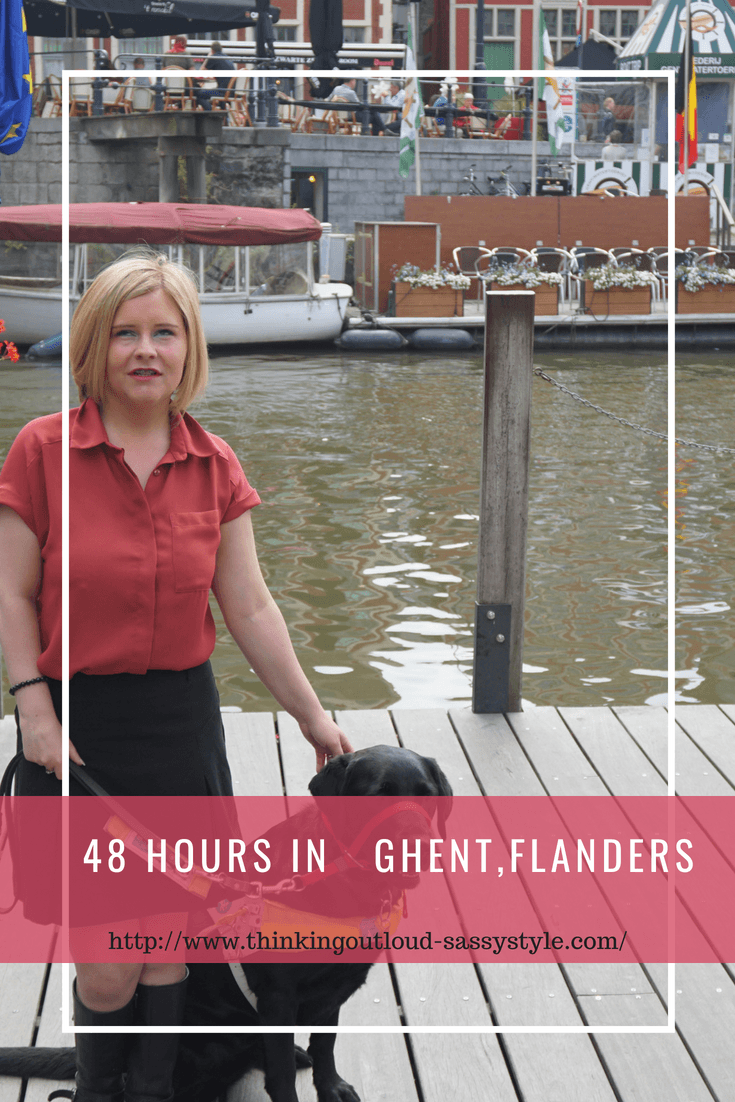 Ida and sassy standing on a dock in Ghent waiting for a boat tour