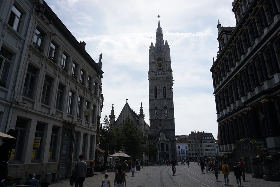 A shot of the Belfrey tower in Ghent, This very tall tower was used to spot fires in the City.