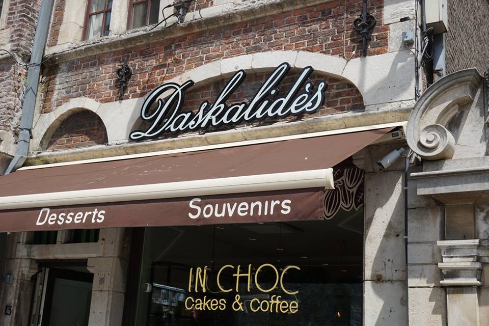 Daskalide's shop front where we tasted the Belgian chocolates in the previous photo.